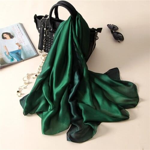 2019 Luxury Brand Solid color gradient Silk scarf women Fashion luxury shawls and wraps Beach Female Foulard Oversides wholesale
