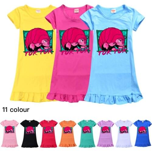 2021 Girls Dress Ice Silk Sleeping Home Dress Free Shipping Girls Pajamas Summer Short Sleeve Princess Pajamas Toddler Nightgown