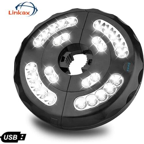 28 Leds Umbrella Light Patio Pole Tent Camping Parasol 3 Modes White Lighting USB Charging Lamp For Outdoor Lantern Beach Garden