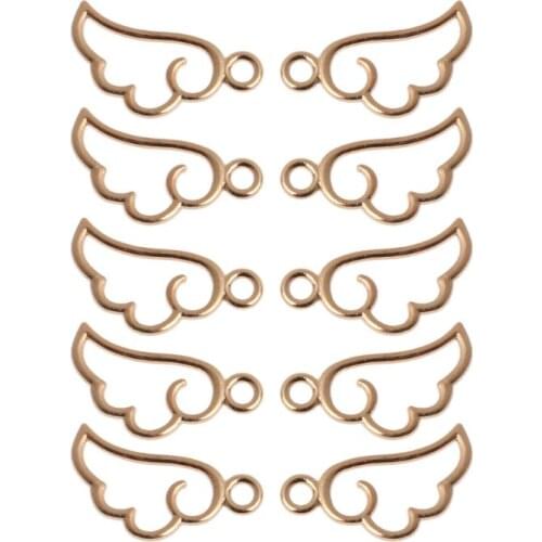 ANGELADY 10Pcs Angel Wing Metal Frame Pendant Open Bezel Setting UV Resin Jewelry Charm