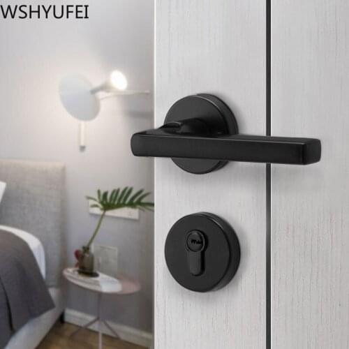 Mute Black Split Lock Simple Indoor Bedroom Bathroom Door Lock Zinc Alloy Mechanical Anti-theft Lock Core Furniture Accessories