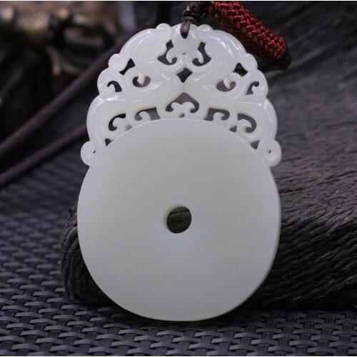 Big Treasure Chinese Vintage Hetian Old Jade 2 Dragon on Top Smooth Bi Pei Totem Carving $$$ Timestown 20201126A