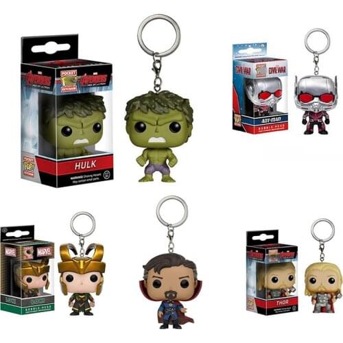 Funko Disney Avengers Pendant Keychain Doctor Strange Thor Loki Hulk Garage Kit Cartoon Keychain Anime Pendant Decoration