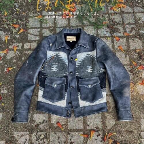 CD477 Cidu Read Description! Super Quality Coat Genuine Italian Cow Leather Outerwear Cowhide Stylish Navajo Jacket