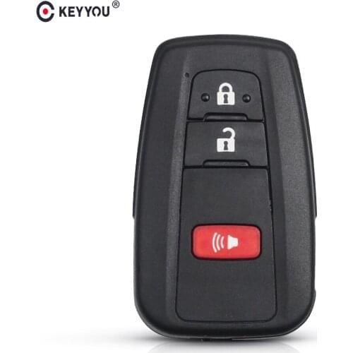 KEYYOU For Toyota Camry RAV4 Corolla C-HR 2019 Car Smart Key Case With Uncut Blade Fob 2+1 3 Buttons Remote Key Shell Cover