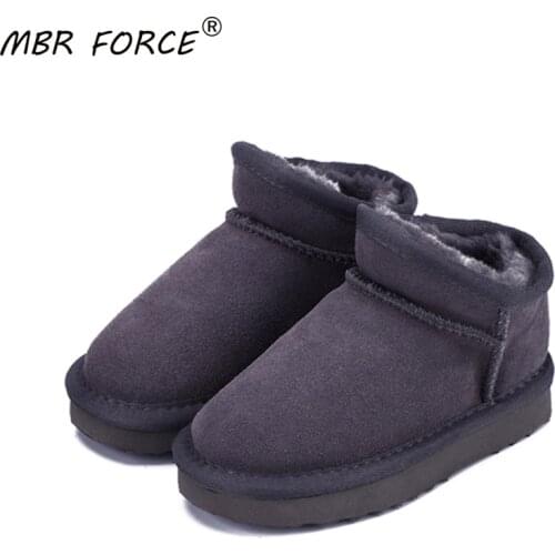 MBR FORCE Children Australia Classic Style Snow Boots Winter Warm Leather Flats Warterproof High-quality Boys Girls Ankle Boots
