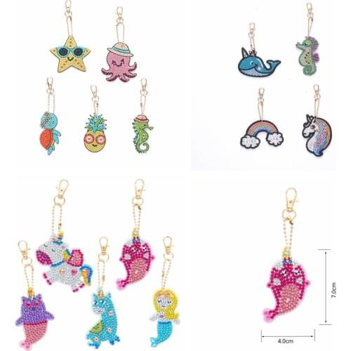 DIY Cartoon 5D Diamond Painting child Keychain Pendant Full Round Diamond Embroidery Cross Stitch Women Bag Decoration gifts