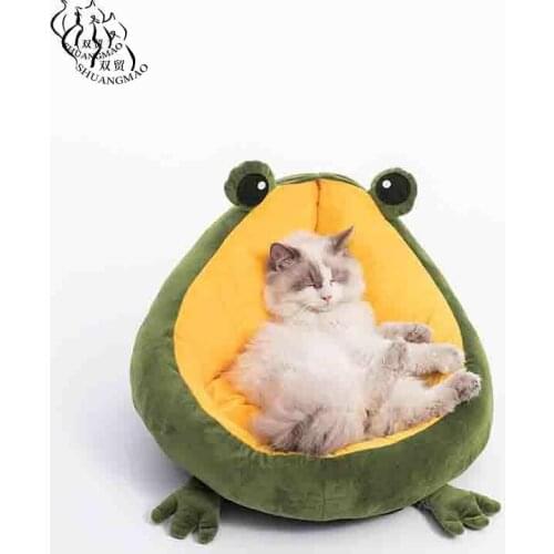 Pet Cats House Indoor Frog Cat Bed Warm Small Dogs Beds Portable Kitten Mat Soft Cute Sleeping Loungers Window Bag Products