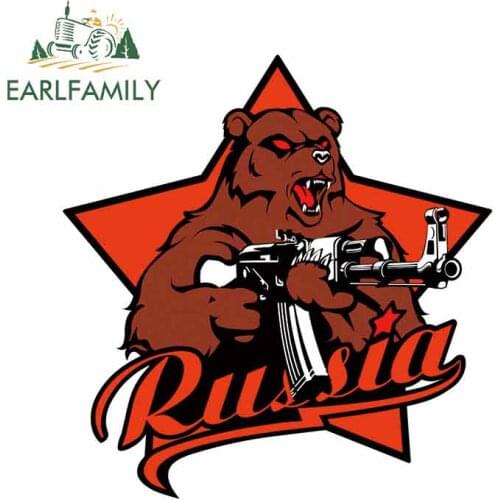 EARLFAMILY 13cm x 12.6cm for Russia BEAR with KALASHNIKOV Waterproof Decal Car Graffiti Stickers Waterproof Sunscreen Fashion