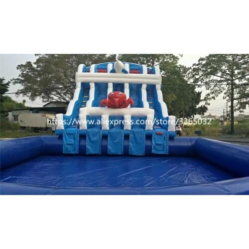 Commercial Giant Inflatable Water Slide With Pool For Kids and Adults