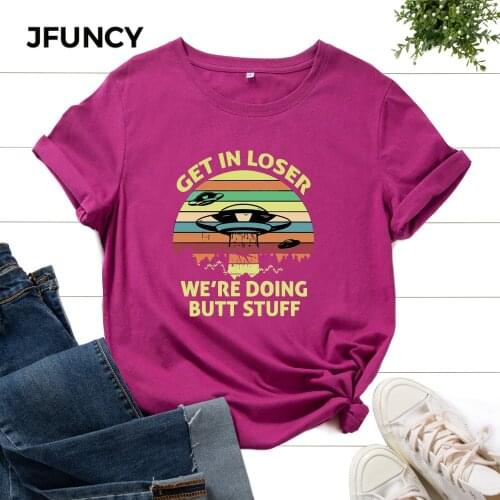 JFUNCY Women Oversized Harajuku Graphic Tee Shirts Female Summer Cotton T-shirts Plus Size Tops Woman Clothes Mujer Camisetas