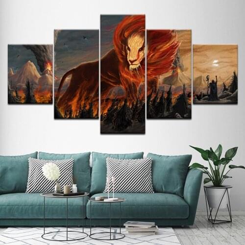 Canvas Painting Abstract art lion 5 Pieces Wall Art Painting Modular Wallpapers Poster Print for living room Home Decor