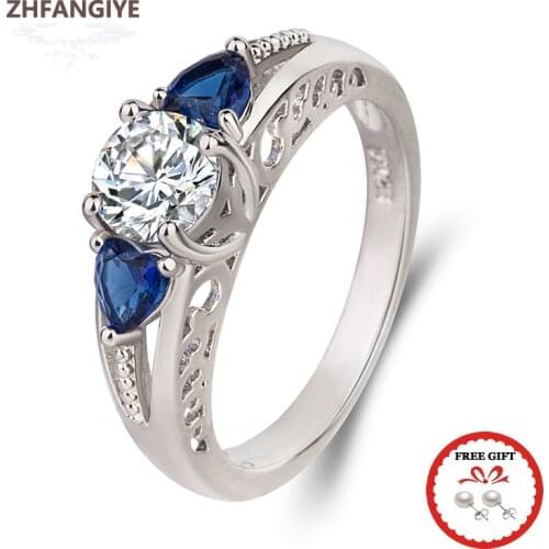 Trendy 925 Silver Jewelry Rings Accessories with Sapphire Zircon Gemstone Finger Ring for Women Wedding Promise Party Wholesale