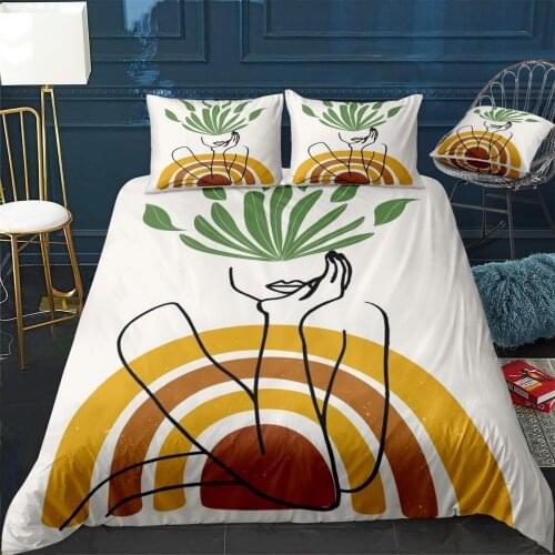 Abstract Lady Plant Quilt Cover Pillowcase 3Piece Comforter Bedding Set With Pillow Case Single Double Duvet Cover Home Decora