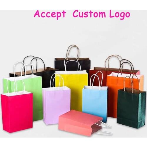 Manufacturers wholesale 500pcs/lot craft paper boutique brown shopping paper bags customized logo/clothes/jewelry/advertising