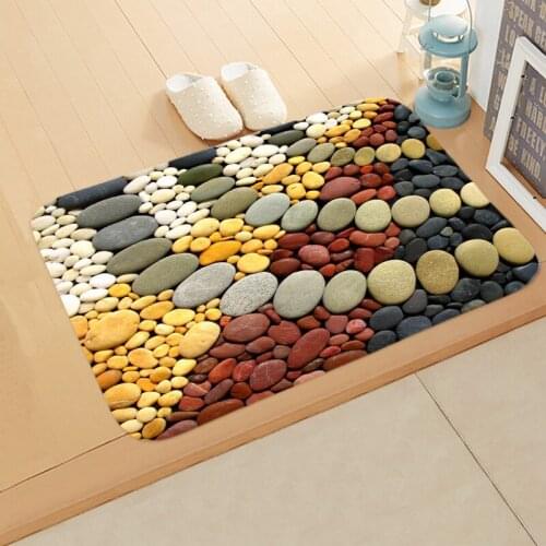 Doormat Anti-slip Pebble 3d Print Absorb Water Bath Mat Bathroom Kitchen Toilet Floor Carpet Entrance Welcome Rug Size 40*60cm