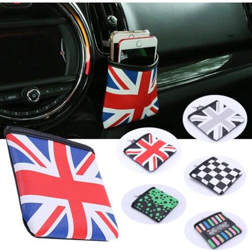 Union Jack Leather Car Auto Air Outlet Pouch Box Bag Organizer Cell Phone Pocket Storage Holder For Mini Cooper Countryman jcw