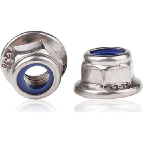 M4 M5 M6 M8 M10 M12 304 stainless steel hexagonal pad flange nylon locknut