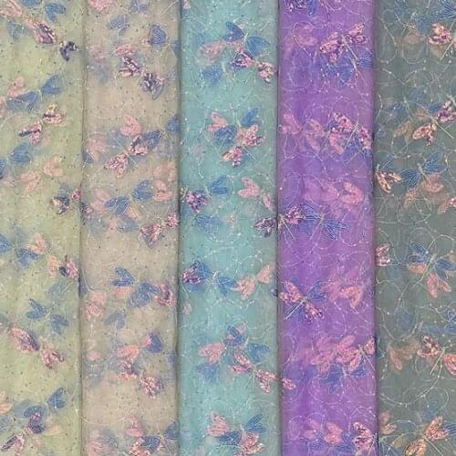 Multicolor New Sequins 3D Dragonfly Mesh Fabric DIY Childrens Dress Skirt Lace Accessories