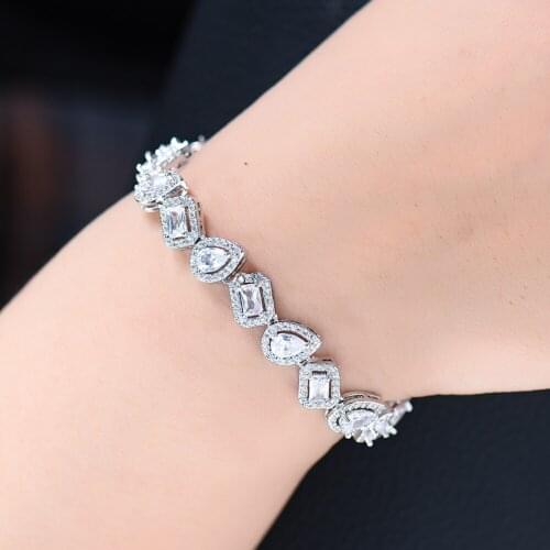 Blanchette Fashion Luxury African Sweet Sparkling Bracelet Women Wedding Full Cubic Zirconia Crystal Dubai Daily Party Jewelry