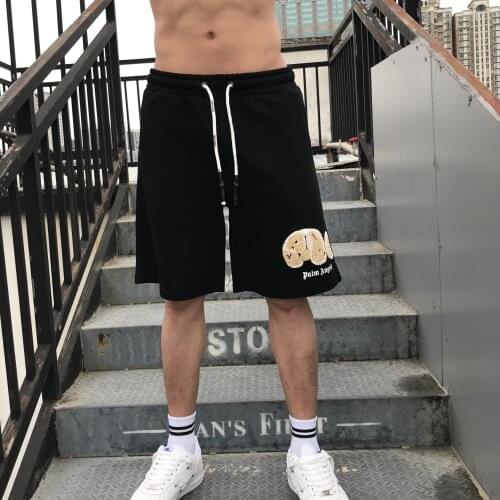 Palm Angels Skull Head Broken Bear Letter Print Mens and Womens Shorts High Street beach shorts