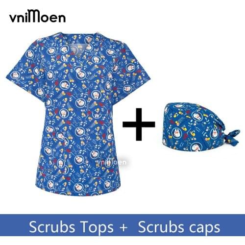 Men medical tops Cotton print spa uniform beauty salon Pet shop uniform Fashion Slim Fit top scrub clothes women scrubs coat