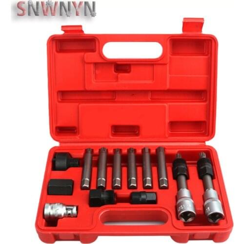 13pcs/set Alternator Freewheel Pulley Removal Engine Auto Tool Set Car Repair Hand Tool For Mercedes Benz BMW