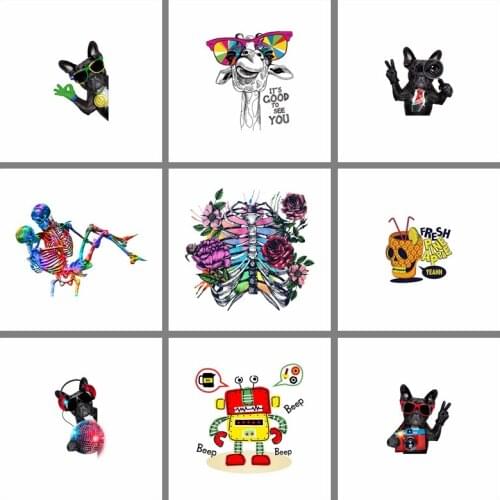 Punk Patch Skull Iron On Transfer Patch Heat Transfer Stickers Washable Patches Shirt Clothes Sticker Applique Vinyl Heat Patch