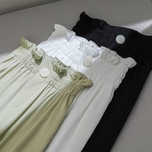 Spring Summer New Korean Style High Waist Drooping Wide-Leg Pants Female Students Casual All-Match Loose Straight Cropped Pants