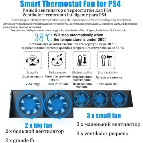 Cooler Cooling Fan Control for Sony PS4 Game Console Playstation Play Station PS 4 Pro Controller DC 5V USB Gadget Accessories