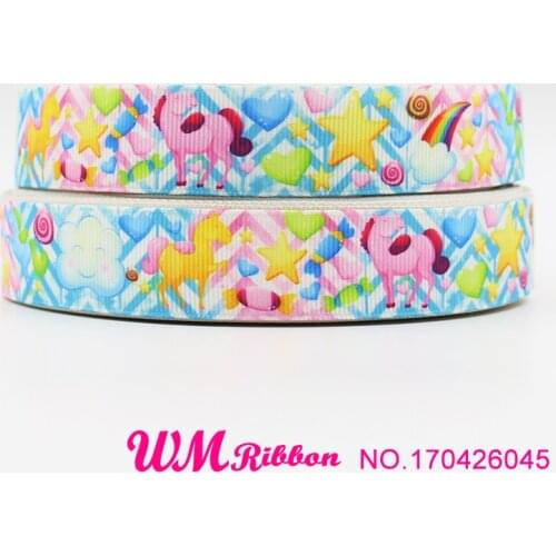 Q&N OEM ribbon 7/8inch 22mm 170426045 Cartoon Printed Grosgrain Ribbon 50yds/roll Free Shipping For Headband Hair Tie