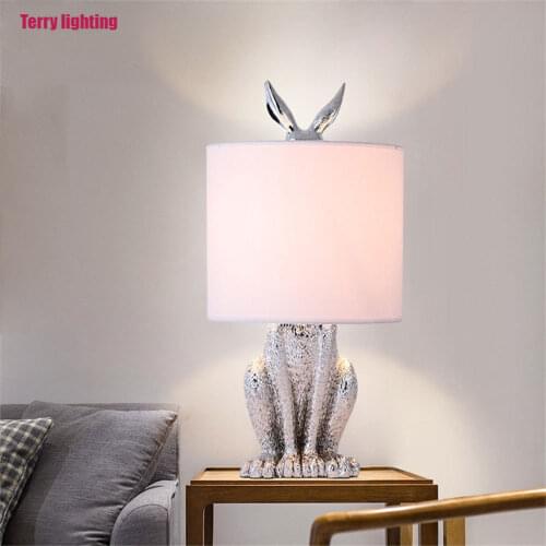 Modern masquerade rabbit resin lamp bedroom study restaurant decorative personality creative desktop table lamp lighting