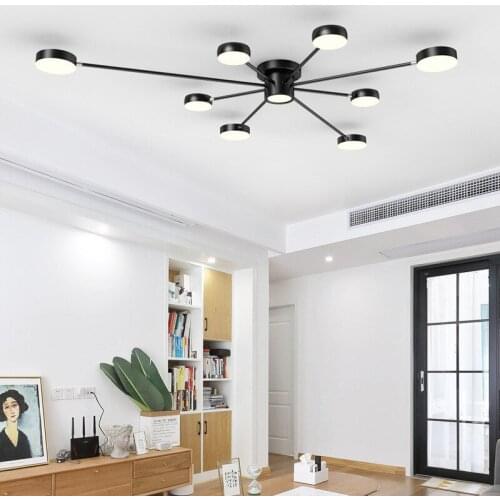 Modern Led Pendant Lights For Dining Room Black Rings Circle Living Bedroom Hanging Lamp Fixtures With Remote Control Luminaire