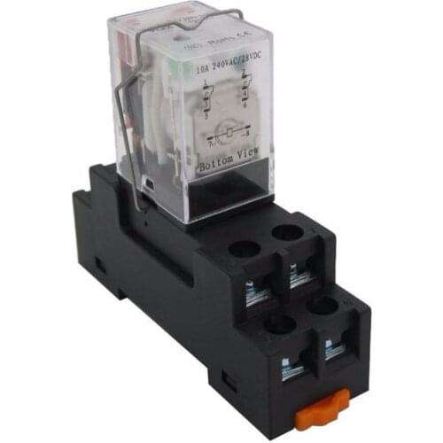 Taiss/AC 24V Coil Electromagnetic Power Relay 10A 2DPT 8 Pins 2NO+2NC LY2NJ with YJTF08A-E Socket Base YJ2N-LY