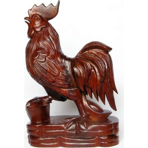 V wood carving wood carving crafts mahogany chicken feng shui ornaments Zodiac cock anti peach cut affair
