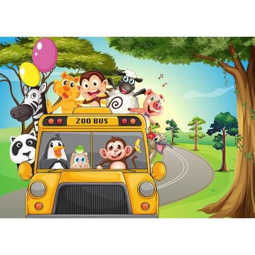 Safari Park Cartoon Animals Photographic Backdrops Vinyl Background for Baby Shower Children Birthday Party Photocall Fond Photo