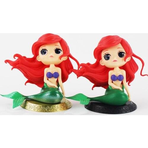 10cm 2styles Q Posket Princess Figure Toy The Little Mermaid Beauty With Base PVC Figure Doll Toys For Girls Gifts