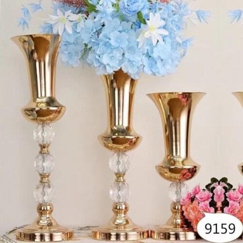 Gold Iron Flower Vase, Big Luxury Cylinder Vase for Flower Display, Tabletop Decoration Vase for Wedding Decoration
