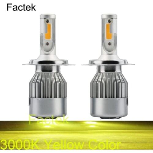 1 pair C6 H7 H4 LED H13 H11 H1 9005 9006 HB3 H3 COB 72W 8000LM 3000K yellow Car Headlights Bulb HeadLamp Fog Light