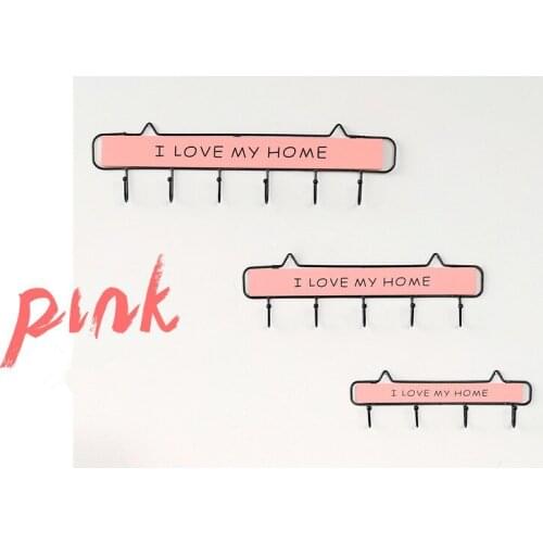 1PC Creative Wooden Iron Hooks Clothes Hat Key Pink Hanger Wall Mounted Decor Hook Storage Rack JL 254