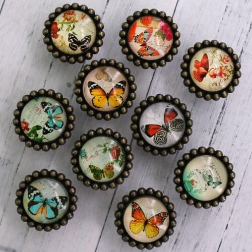 1PC American Style Metal Door Drawer Knobs Dresser Cabinet Cupboard Wardrobe Pull Handles Door Knobs Butterfly