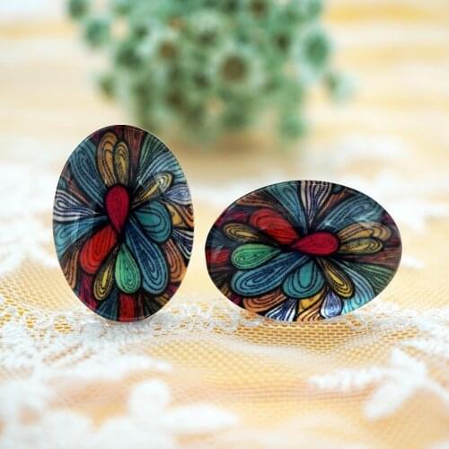 10PCS/lot oval 13MM X 18MM/10MM x 14MM Glass Cabochon for bracelet necklace earring rings brooch DIY Jewelry hand made supply