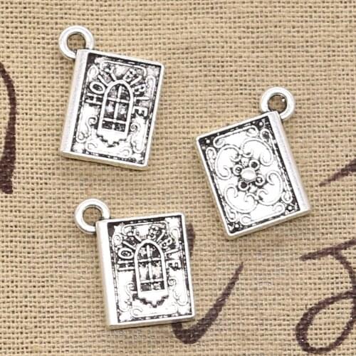 12pcs Charms Book Holy Bible 13x15mm Antique Silver Color Plated Pendants Making DIY Handmade Tibetan Silver Color Jewelry