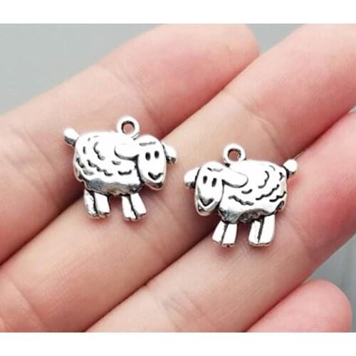15pcs/lot--18x16mm, Antique Silver plated double sided Sheep charms ,DIY supplies, Jewelry accessories