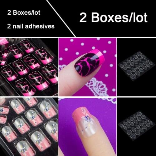 2 Boxes/lot french nails,faux nails,acrylic full cover nail tips,fake nails with designs,false nail tips,press on nails