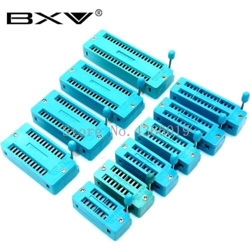 2pcs/lot 14 16 18 20 24 28 32 40 P Pin 2.54 MM Green DIP Universal ZIF IC Socket Test Solder Type IC lock seat zif socket