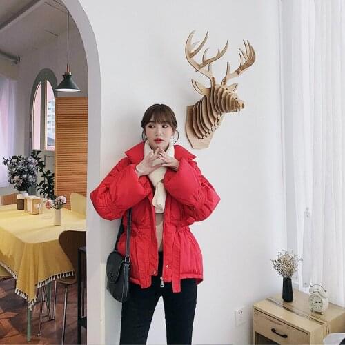 2021 New Women Winter Jackets Parkas Fashion Thick Warm Lantern Sleeve Tops Jackets Solid Sweet Winter Coat For Women