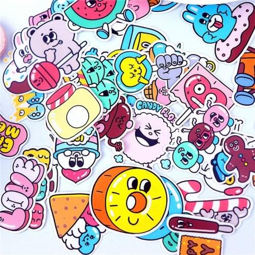 38pcs Cute candy material Art print home deco notebook phone luggage laptop bicycle scrapbooking decals waterproofl stickers