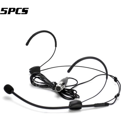 5Pcs Professional Mini XLR 3 Pin TA3F Earset Double Earhook Headset Microphone System For Samson Wireless Beltpack Transmitter