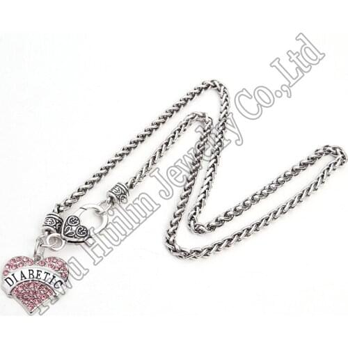 5pcs a lot Wheat Link Bracelet Chain with heart DIABETIC with Lobster Claw necklace